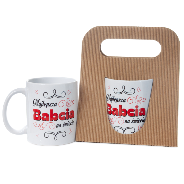 Kubek ceramiczny w ozdobnym opakowaniu z napisem " Najlepsza Babcia na Świecie". 330 ml