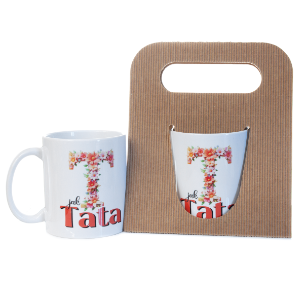 Kubek ceramiczny w ozdobnym opakowaniu z napisem "T jak Tata"