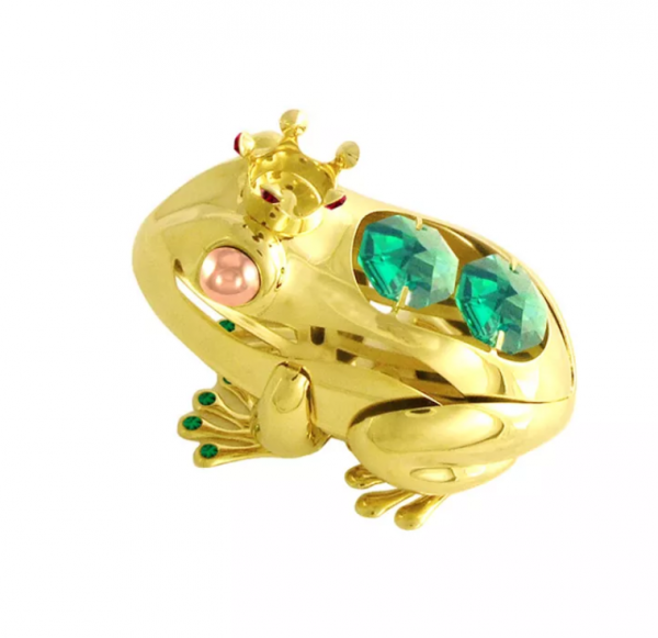 Pozłacana figurka z kryształkami STRASS Swarovski. Żaba 6,5×5,3 cm