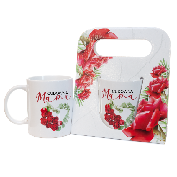 Kubek ceramiczny w ozdobnym opakowaniu z napisem &quot;Cudowna Mama&quot;