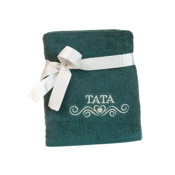 Ręcznik bawełniany &quot; TATA&quot;. 50x90 cm. kolor zielony