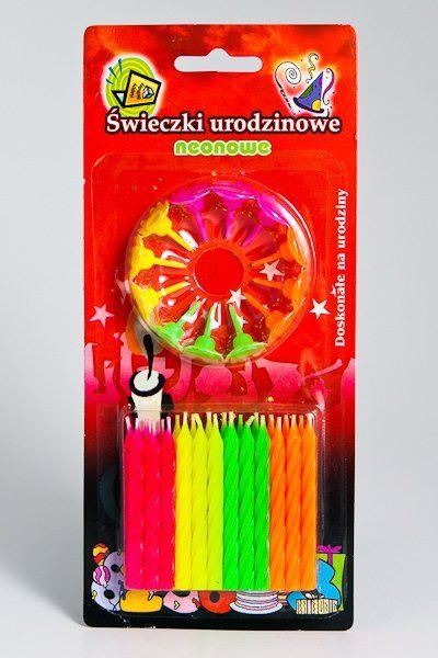 Świeczki Urodzinowe na podstawce NEON /24szt./